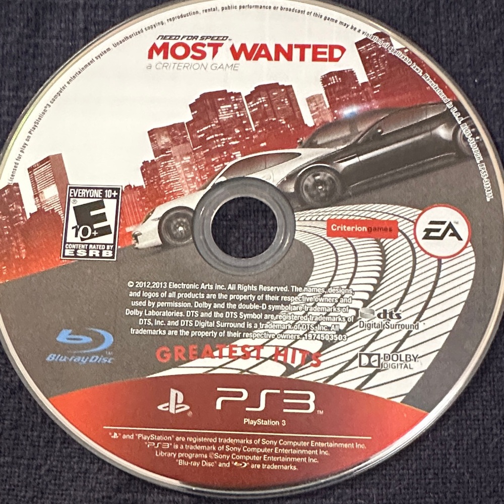 PS3: Need for Speed: Most Wanted Game Disc (No Case) Sony PlayStation 3